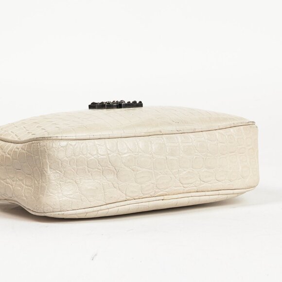 Saint Laurent Lou Camera White Croc-Embossed Crossbody - Picture 5 of 14